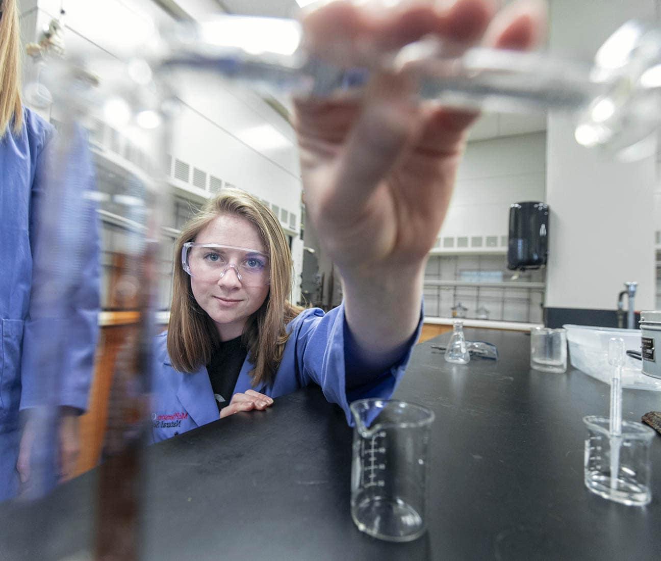 Natural sciences student in lab